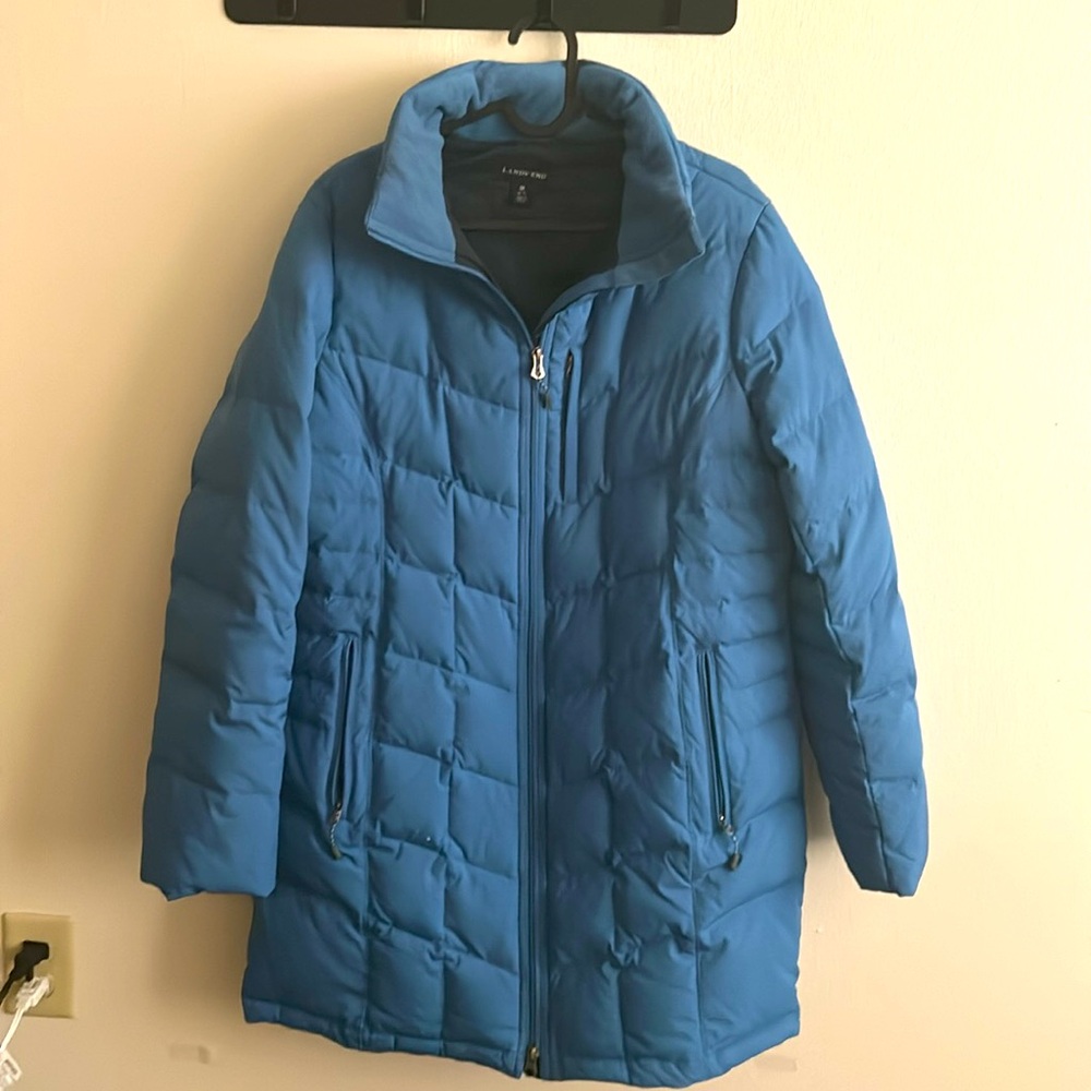 Lands End Women's Blue Puffer Winter Coat Down/Feather Lining ..Size: M 8-10